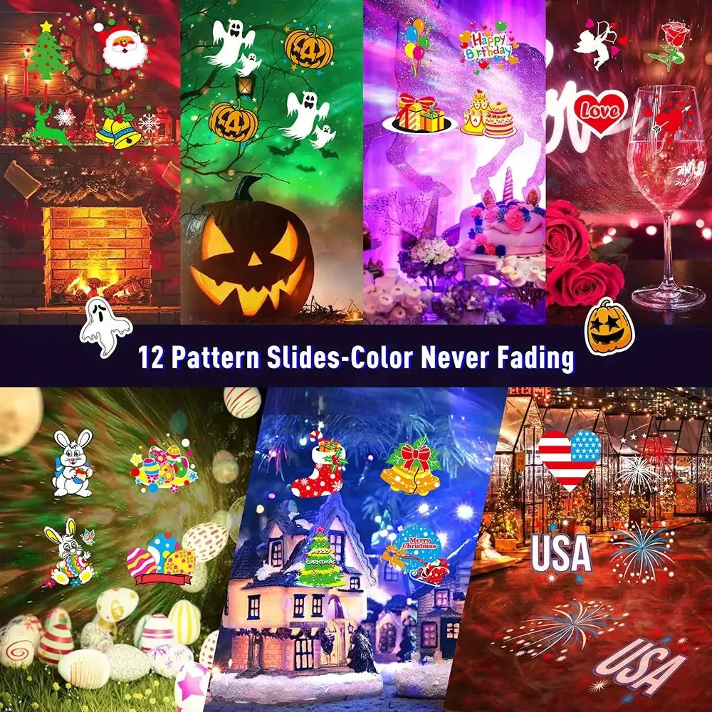Outdoor Holiday Projector Lights | HD Moving Patterns | 2 In 1 Decor Effects