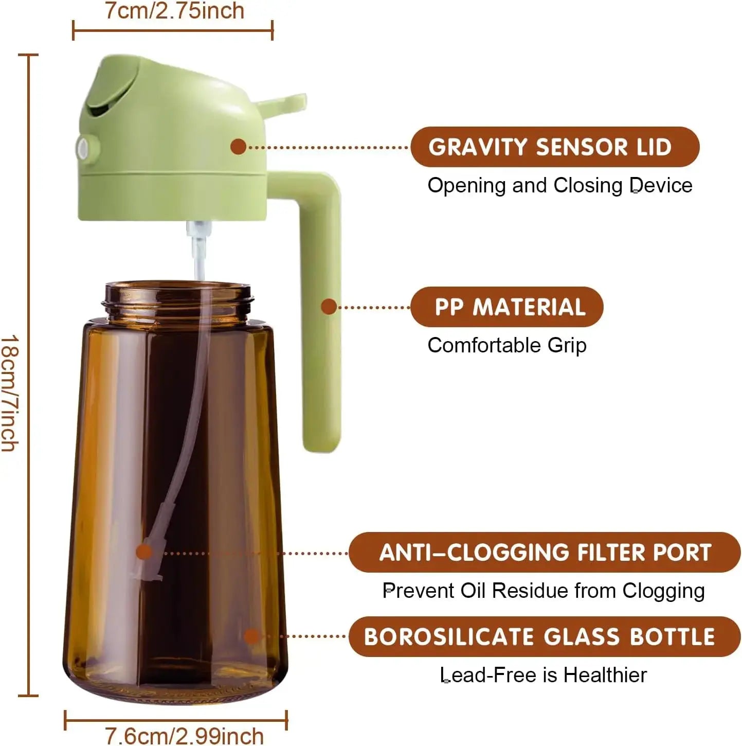 Oil Sprayer | 470ml Capacity | Dark Amber Glass | One Size