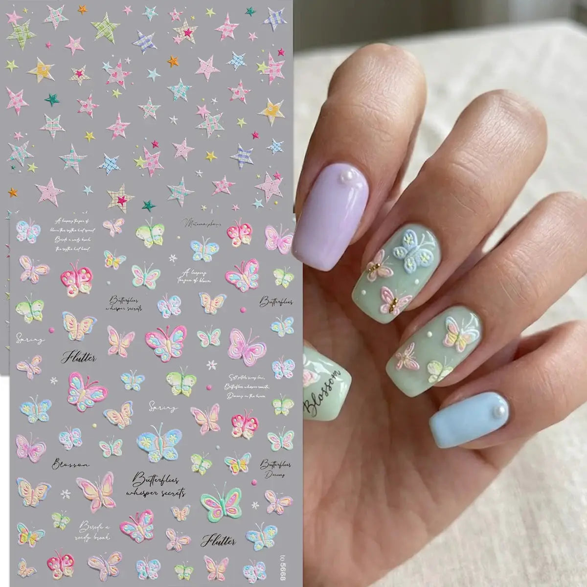 Aurora Ocean Shell Nail Stickers - Summer Beach 3D Relief Sea Star Seahorse Decals - Spring Vacation Nail Tech Supplies from PriceLows™