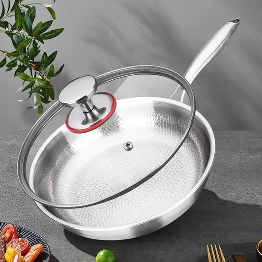 Titanium Pan | Flat Bottom | Hammered Pattern | No Coating