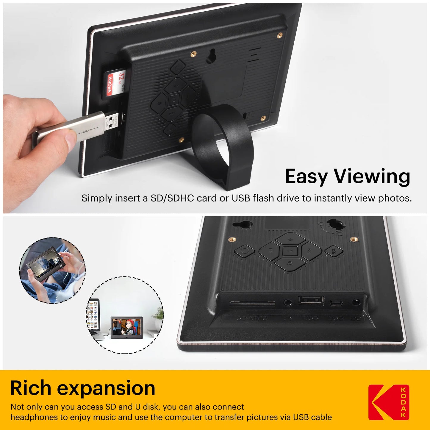 Digital Photo Frame | 7-Inch Display | 1024x600 HD | Remote Control Included