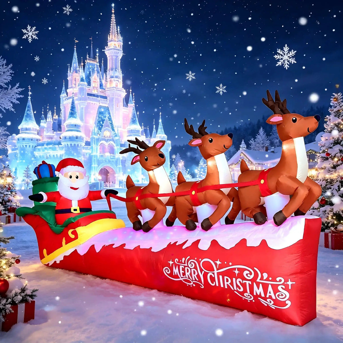 Christmas Inflatable | 10 Foot Santa | Integrated LED Lights | Outdoor Decor