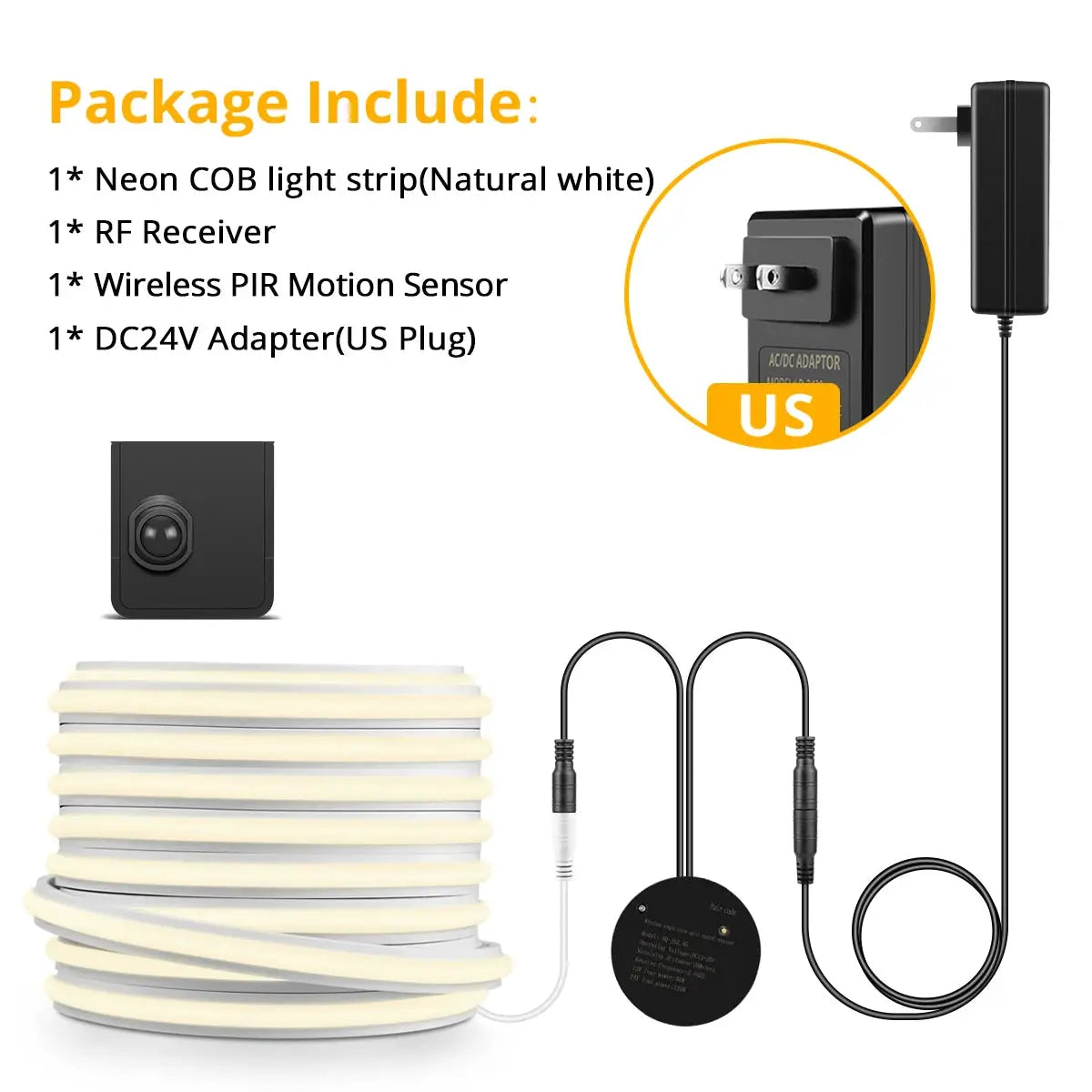 NEW 10M 5M Set Solid COB Neon LED Strip Light Pure Silicone Gel Tube With Wireless PIR Motion Sensor Switch For Stairs Corridor from PriceLows™