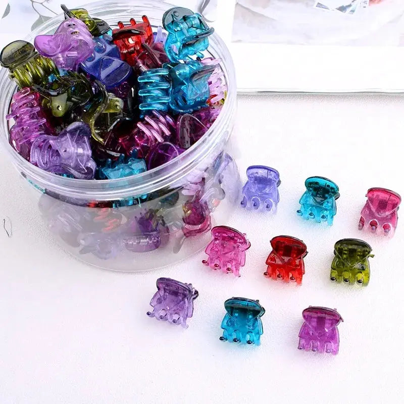 Small Hair Claw Clips | Mini Size | Black And Clear Plastic
