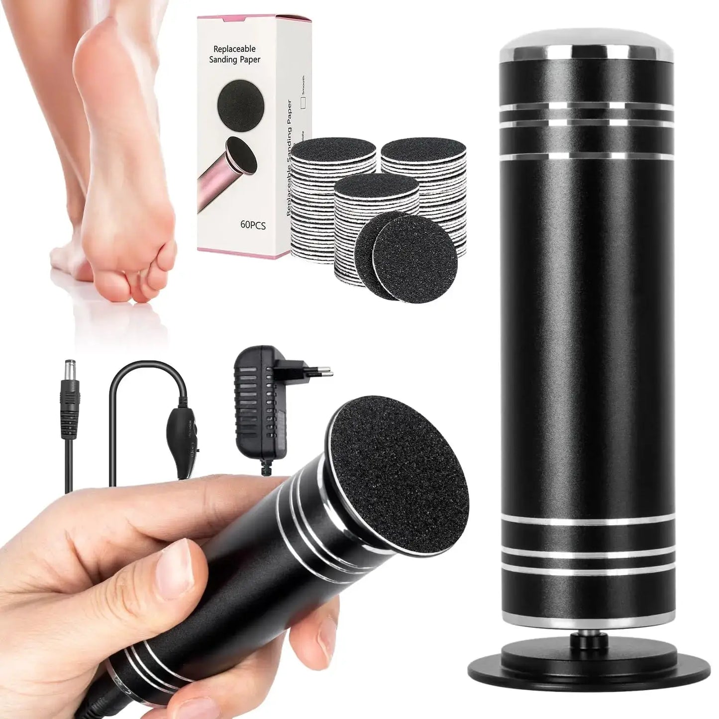 Electric foot grinder Electric callus remover Speed controller foot file pedicure tool with 60 replacement sandpaper discs for from PriceLows™