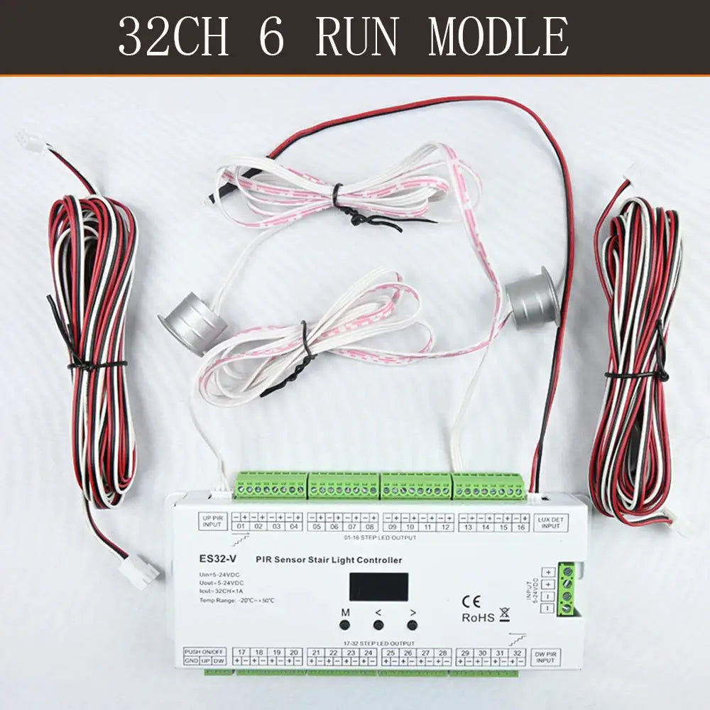 ES32-V 6 Run Modes 32CH Output Infrared Control SKYDANCE PIR Sensor Stair Light Controller KIT For Single Color COB LED Strip from PriceLows™