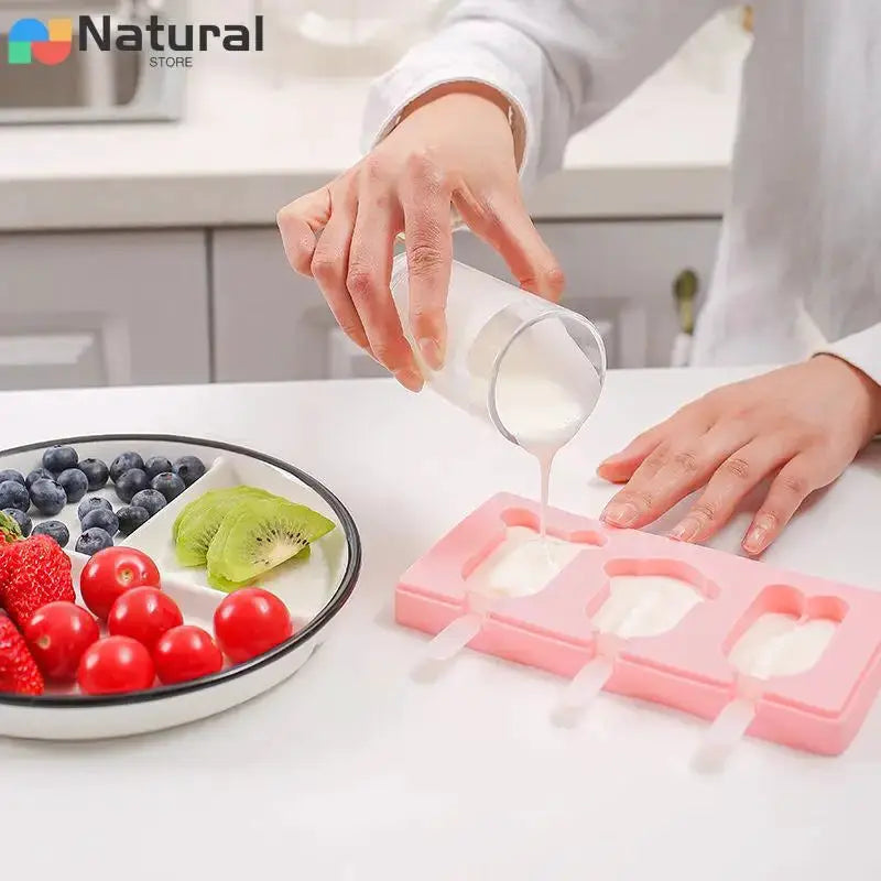 Silicone Ice Cream Mold Diy Cartoon Animal Fruit Popsicle Mould with Lid and Stick Ice Cube Maker Kitchen Tools Accessories from PriceLows™