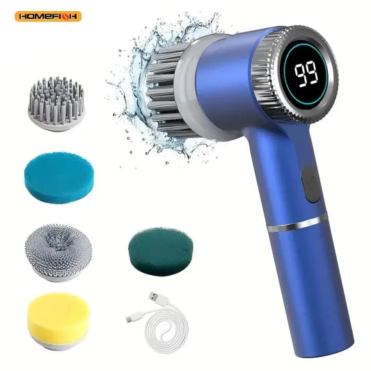 Electric Spin Scrubber | 5 Brush Heads | 3 Speed | Handheld Shower Scrubber