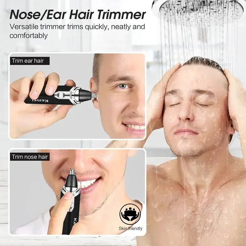 Kemei Nose Hair Trimmer | Rechargeable Wet Dry | Stainless Steel Blades