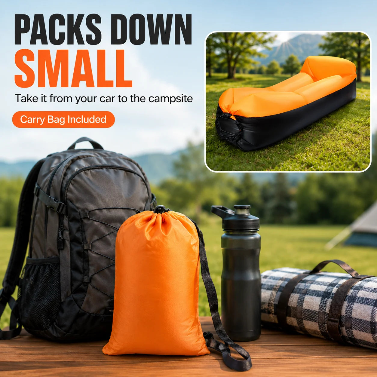 Air Lounger | Waterproof | Fast Inflatable | Carry Bag Included