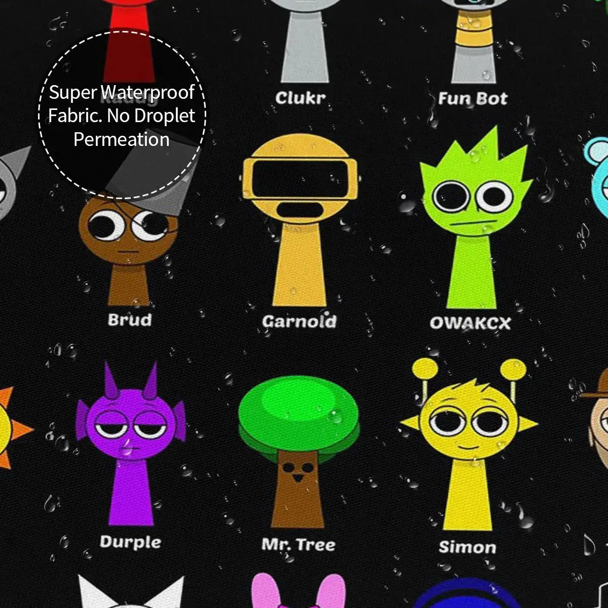 All My Sprunki Game Toys Shower Curtain Bathroom Polyester Waterproof Bath Curtains with Hooks from PriceLows™