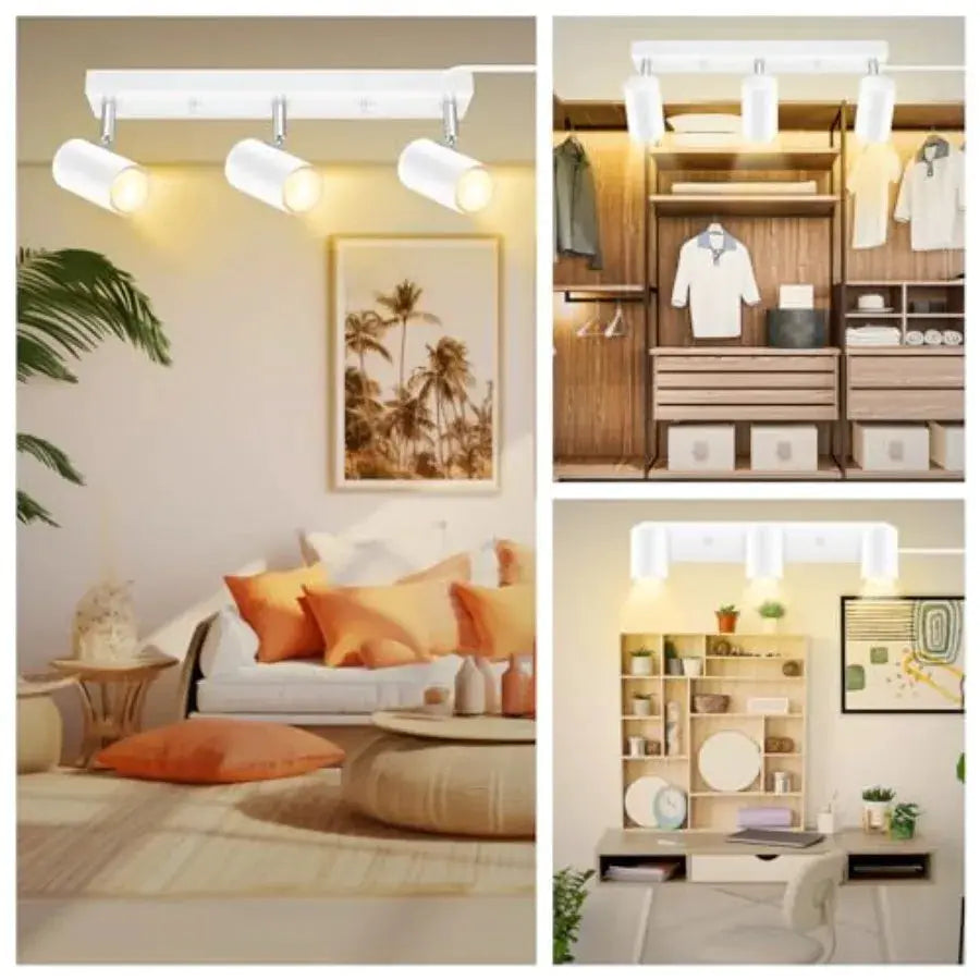 3 Light Track Lighting Kit, 3 Way Flexible Plug in Ceiling Spotlight, Industrial LED Wall Light for Kitchen Cabinet Gallery Bar from PriceLows™