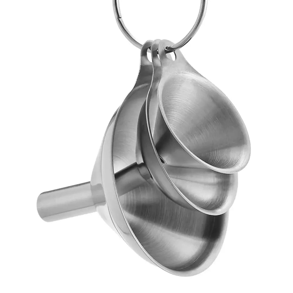 3 Piece Stainless Steel Funnels Set with Handle Small Funnels Set Multipurpose for Transferring Liquid Dry Ingredients Powder from PriceLows™