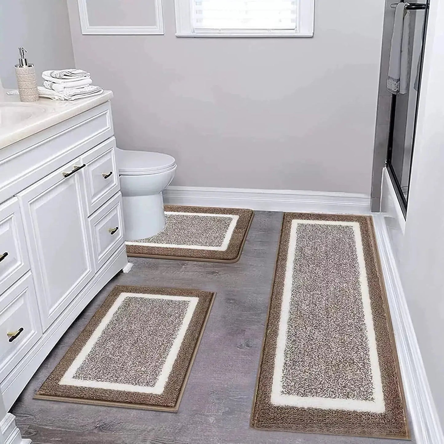 Washable Microfiber Bathroom Rugs Set 3pcs/set Non Slip Absorbent Bath Mats for Bathroom Floor / Shower Mat/ Bathroom Rug/욕실 카펫 from PriceLows™