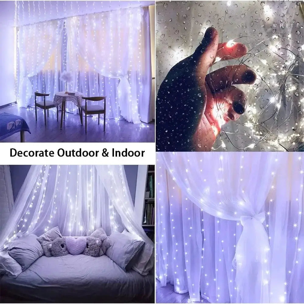 3/6M USB LED Curtain 8Modes Remote Control Lights Holiday Wedding Garland for Bedroom Living Room Decor Christmas Decorations from PriceLows™
