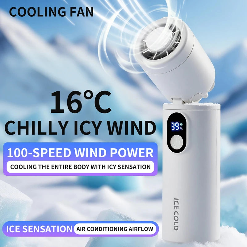 Portable Handheld Fan | USB Rechargeable | Foldable | Digital Display