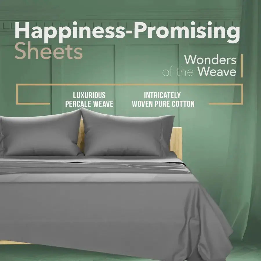 100 Organic Cotton Sheets King Size 4 PC Organic Cotton King Percale Weave Sheet Set, Soft, Cooling, Crisp amp Breathable, 16 De from PriceLows™