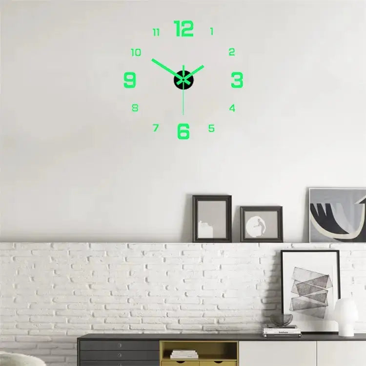 EW Creative Simple Luminous Digital Clock European Style DIY Silent Wall Clock Study Living Room Punch-Free Wall Sticker Clock from PriceLows™