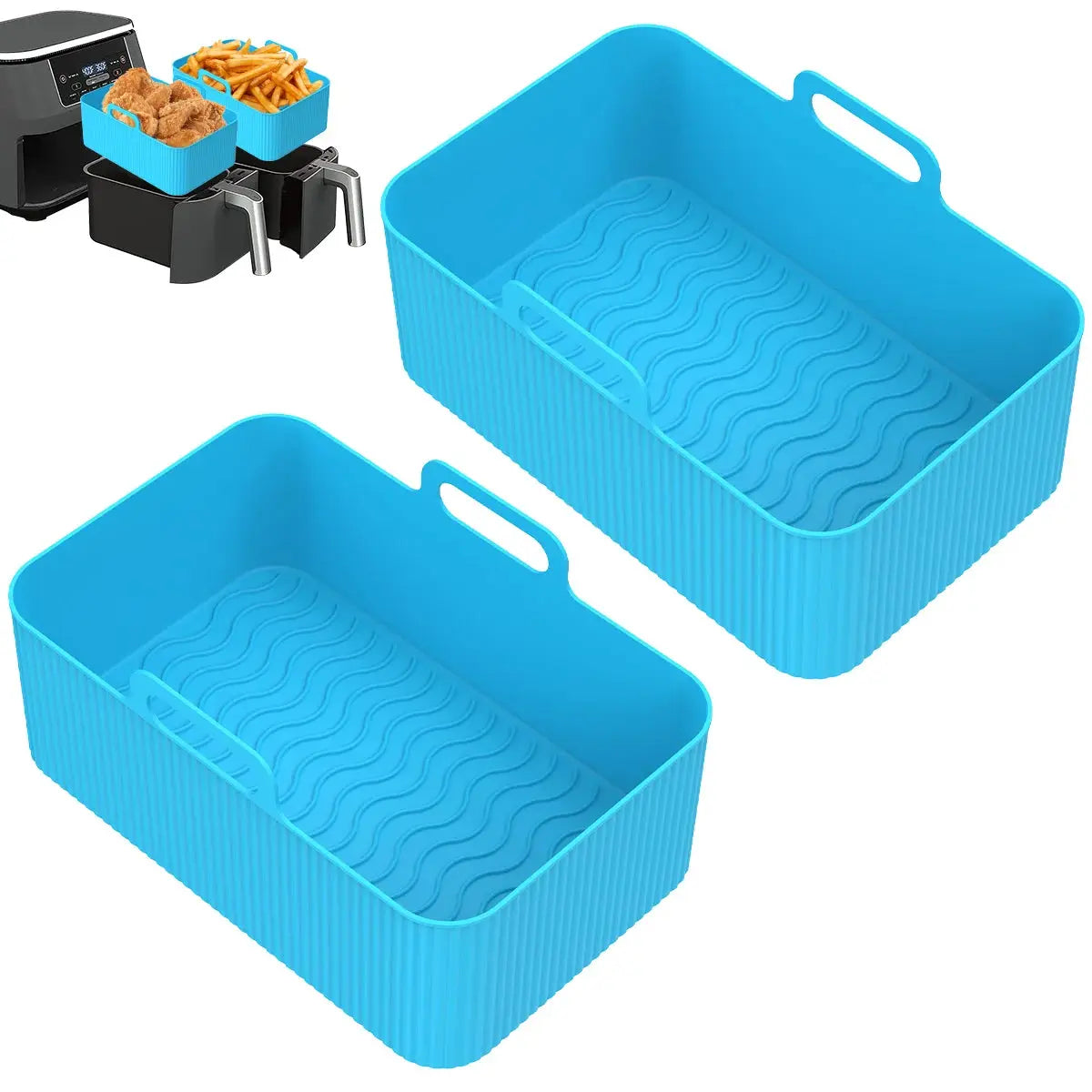 Air Fryer Liner | Silicone Material | Ninja Dual Air Fryer | Gray Black Blue