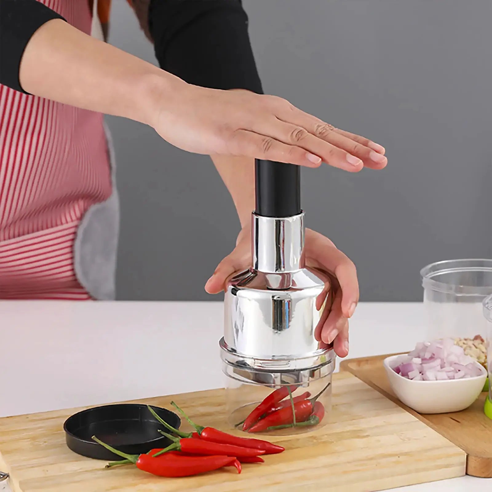 Manual Food Chopper Handheld Slap Press Chopper Mincer for Onions Garlic Nuts Efficient Garlic Onion Peeling Artifact from PriceLows™