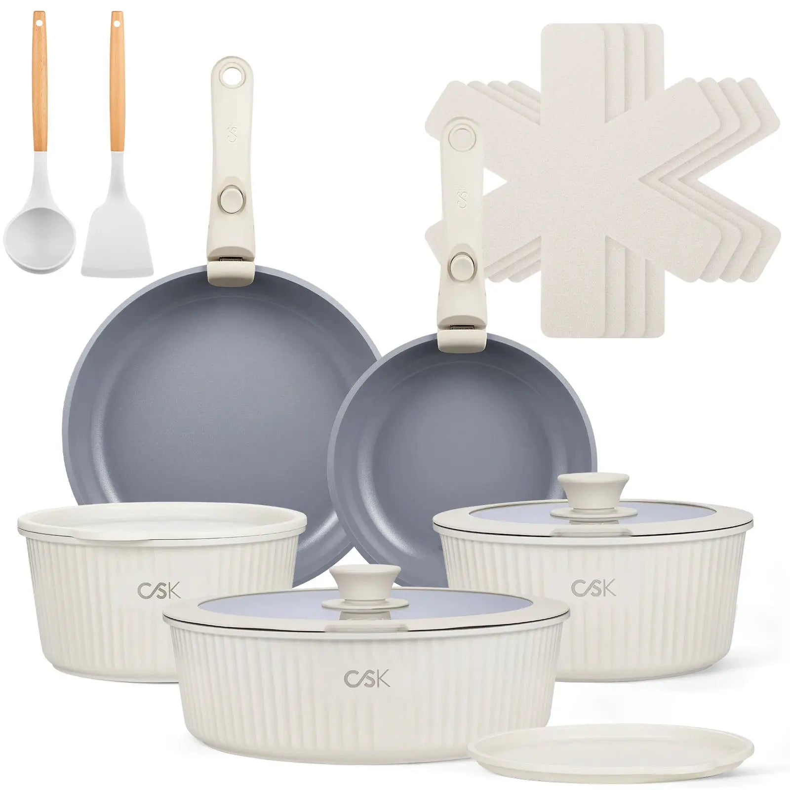 KOCH SYSTEME CS Pots and Pan Cookware Set 17PCS, Non Stick Ceramic Cookware Set with Pots Protectors,Kitchen Induction Cookware from PriceLows™