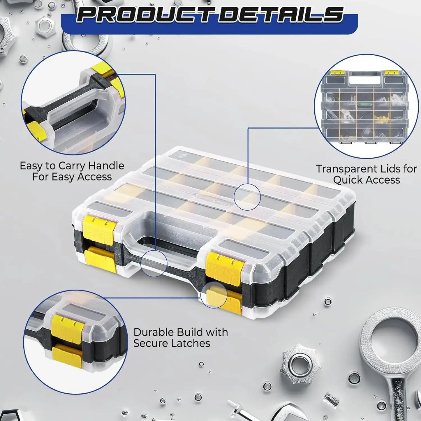 2 Pack Small Parts Organizer, 34-Compartment Double-Sided Tool Box with Removable Dividers for Hardware, Screws, Bolts, Nails & from PriceLows™