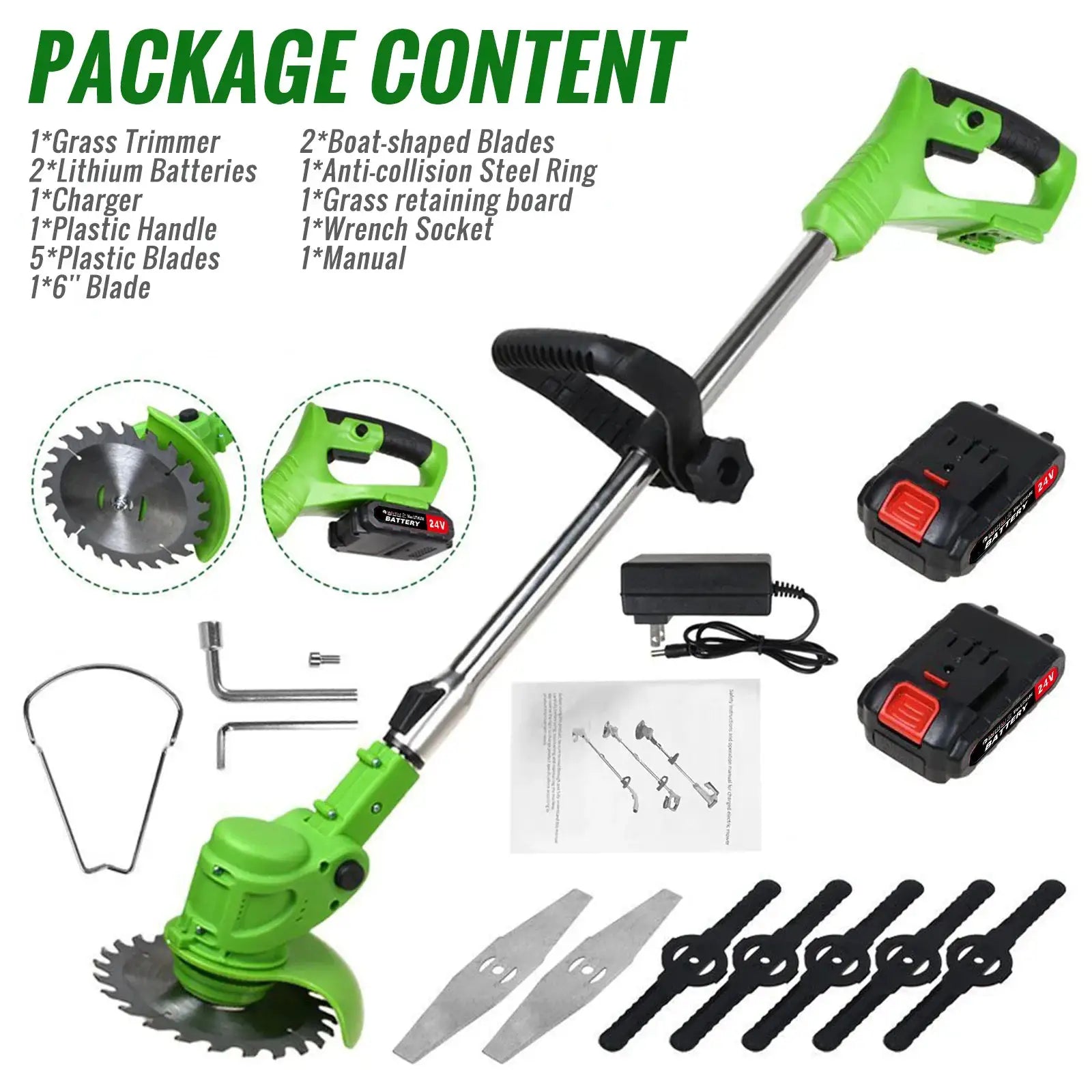 Weed Trimmer Lawn Electric Brushles 2-in-1 Cordless String Grass Trimmer Cutter Fast Charger With 2 xBattery for Yard Garden from PriceLows™