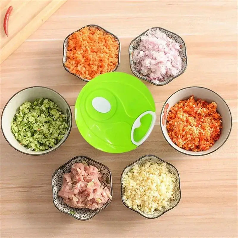 Manual Food Chopper | Stainless Steel Blades | Portable | White Or Green