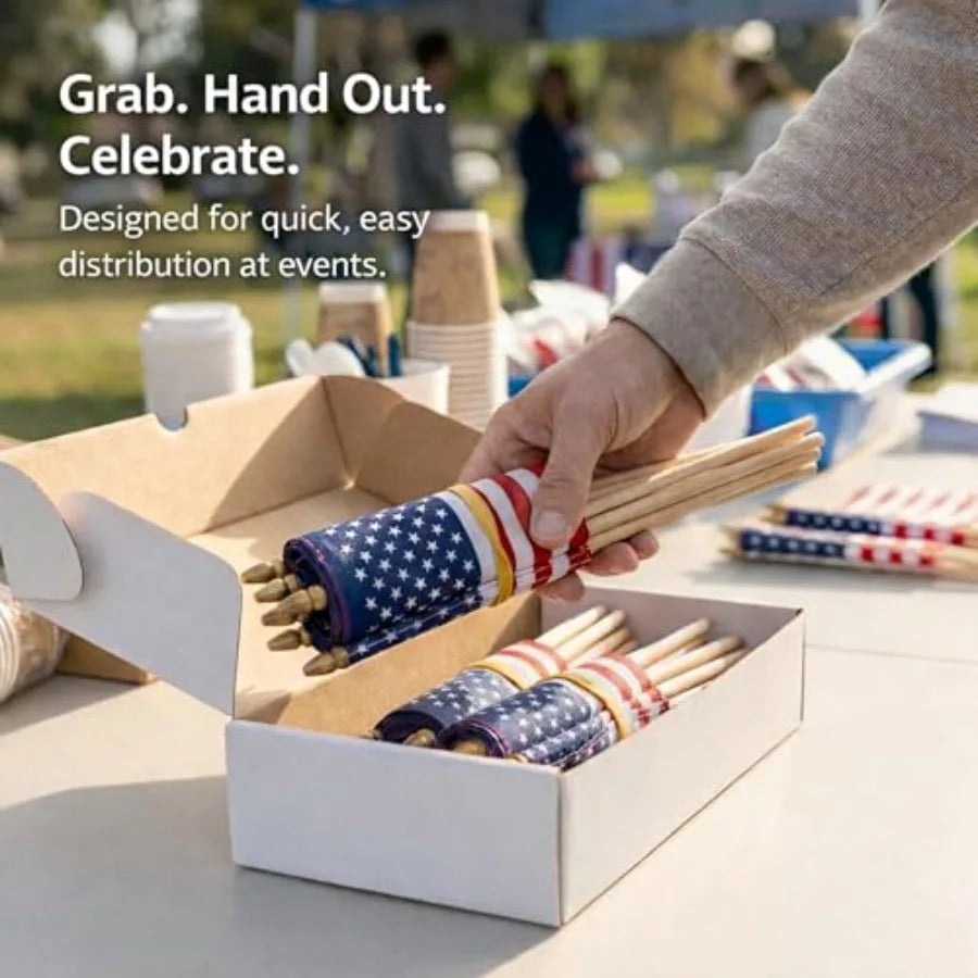 Handheld Flags | Mini US Flags On Stick | Bulk Pack | Small