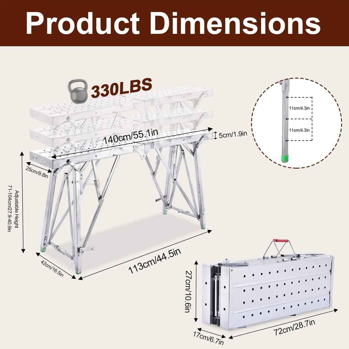Folding Scaffolding Shelf Thicken Portable Standing Scaffold Single Support Adjustable Height Ladder For Drywall Painting wondeful from PriceLows™