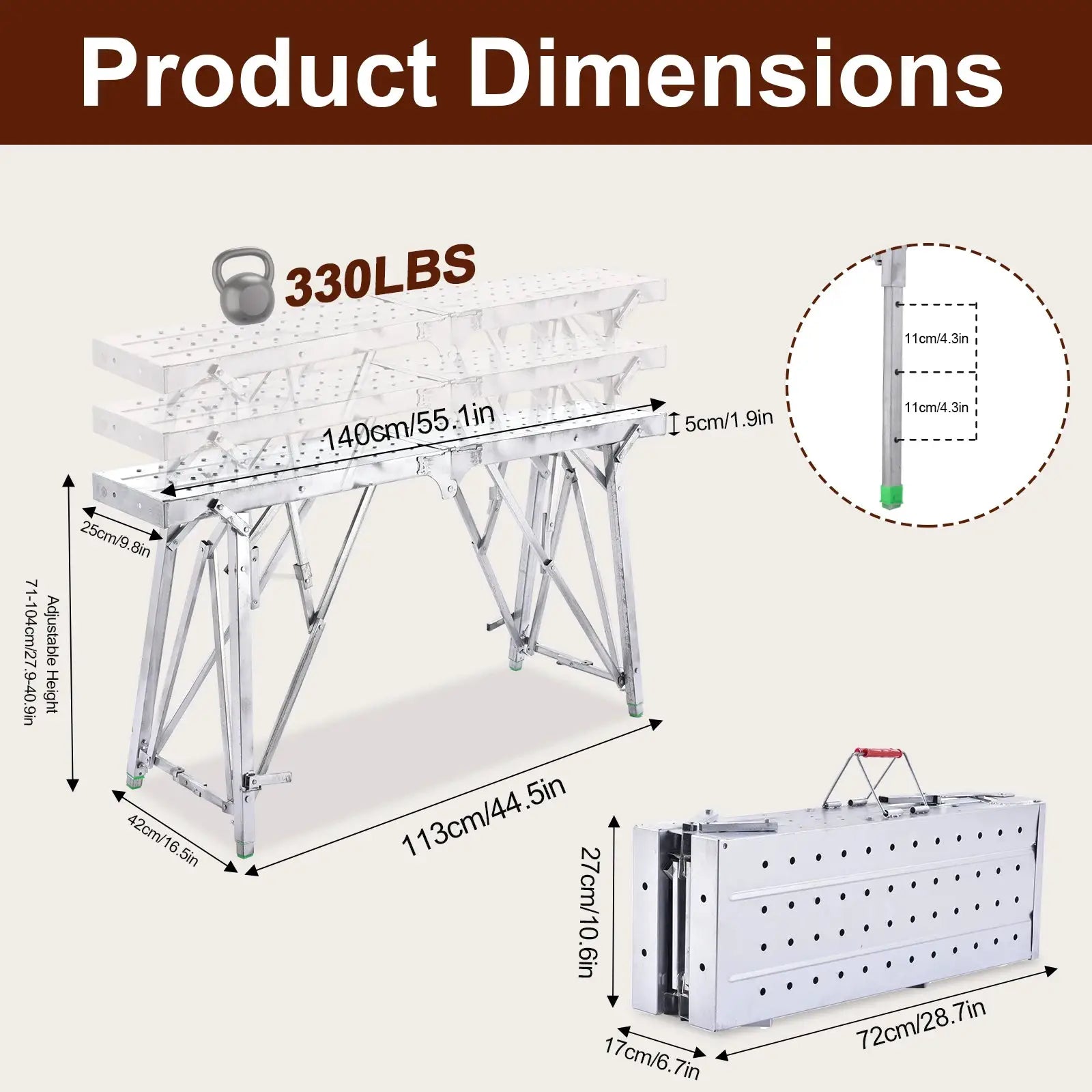 Folding Scaffolding Shelf Thicken Portable Standing Scaffold Single Support Adjustable Height Ladder For Drywall Painting wondeful from PriceLows™