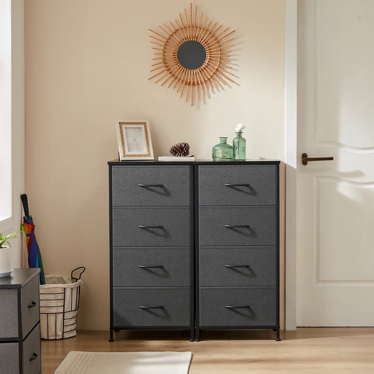 Dresser | 4 Fabric Drawers | Steel Frame | Assembly Required