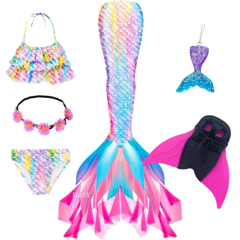 New Girls The Little Mermaid Tails Boy Memaid Swimsuit Bikini Bathing Suit Halloween Costume Girll Can add Monofin For Pool from PriceLows™