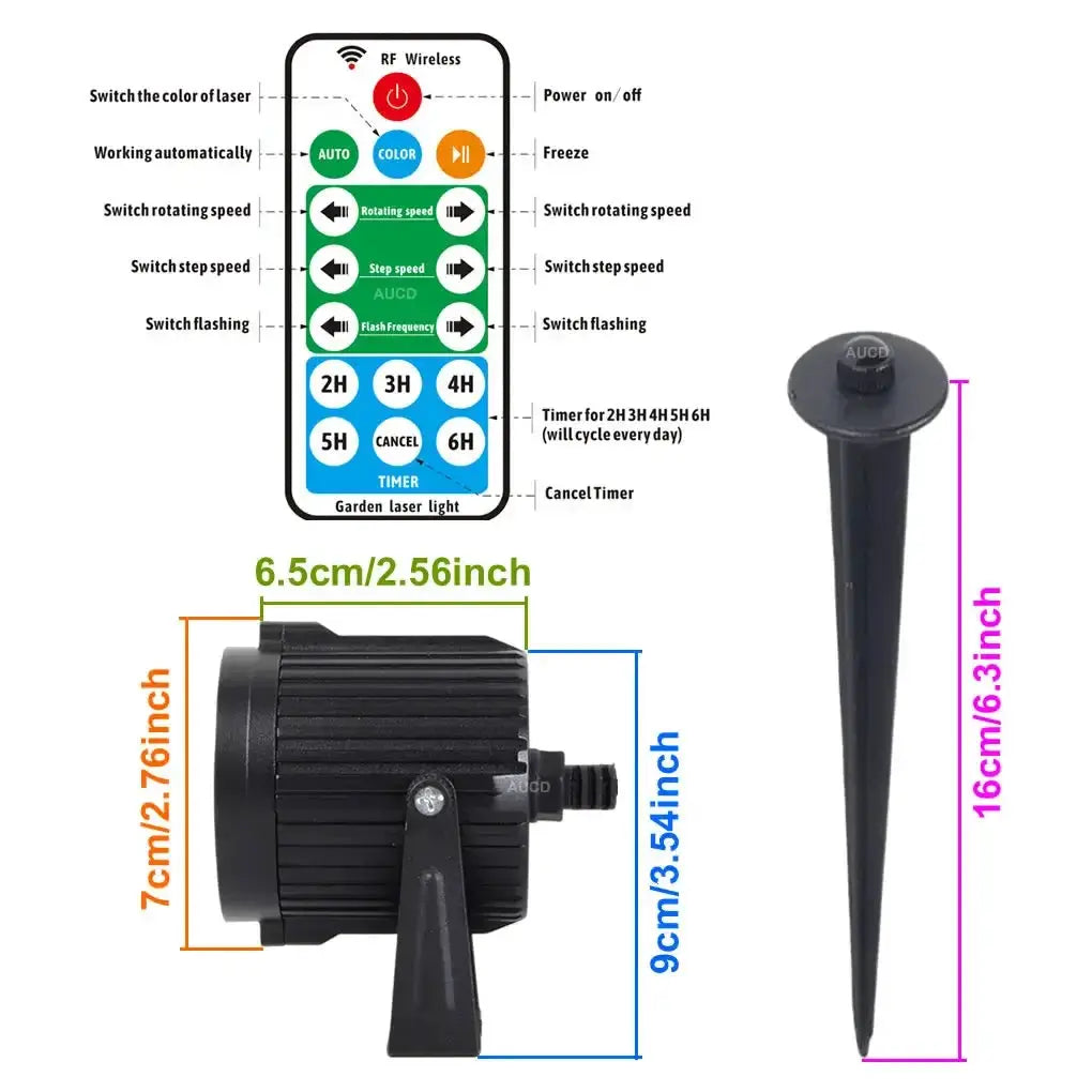 Outdoor Laser Projector | IP65 Waterproof | Remote Moving RGB | Starry Sky