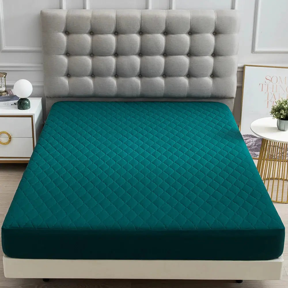 XM-Luvetoria 1pc Splash-proof Quilting Fitted Sheet Soft Solid Color Breathable Bedding Washable All Seasons Hotel Mattress Protector Covers from PriceLows™