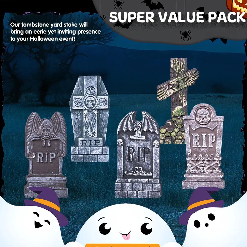 Halloween Tombstones | 17 Inch Tall | Foam Material | Set Of 5