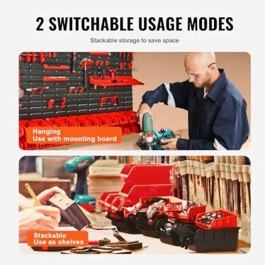 Wall Mounted Storage Rack System, with Wall Panels/Tool Holders/Hooks, Garage Plastic Shop Tool Organizer for Nuts, Bolts, Scre from PriceLows™