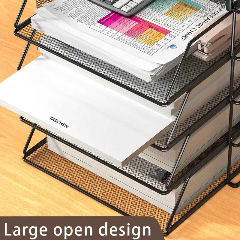 Desk Organizer | 4 Tier Stackable | Metal | Black Finish