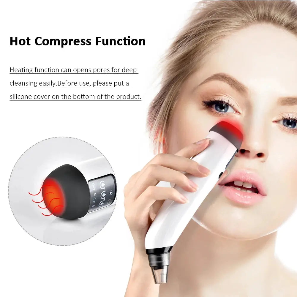 Facial Blackhead Remover Electric Hot Compress Vacuum Pore Cleaner Face Deep Nose Cleaner T Zone Pore Acne Pimple Removal Tool from PriceLows™