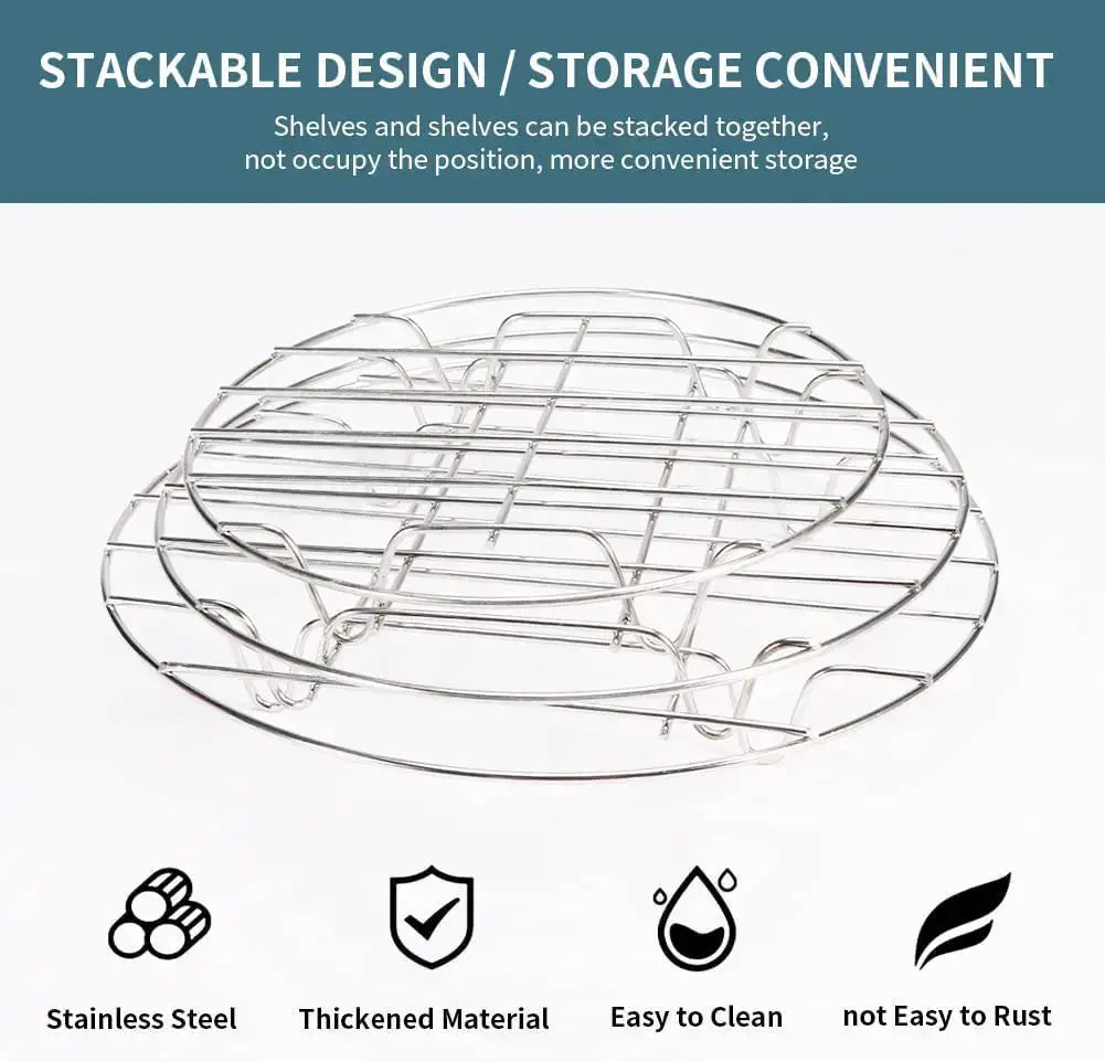 Cooling Rack | Stainless Steel Round | 6 To 8 Inch | Oven Air Fryer Safe