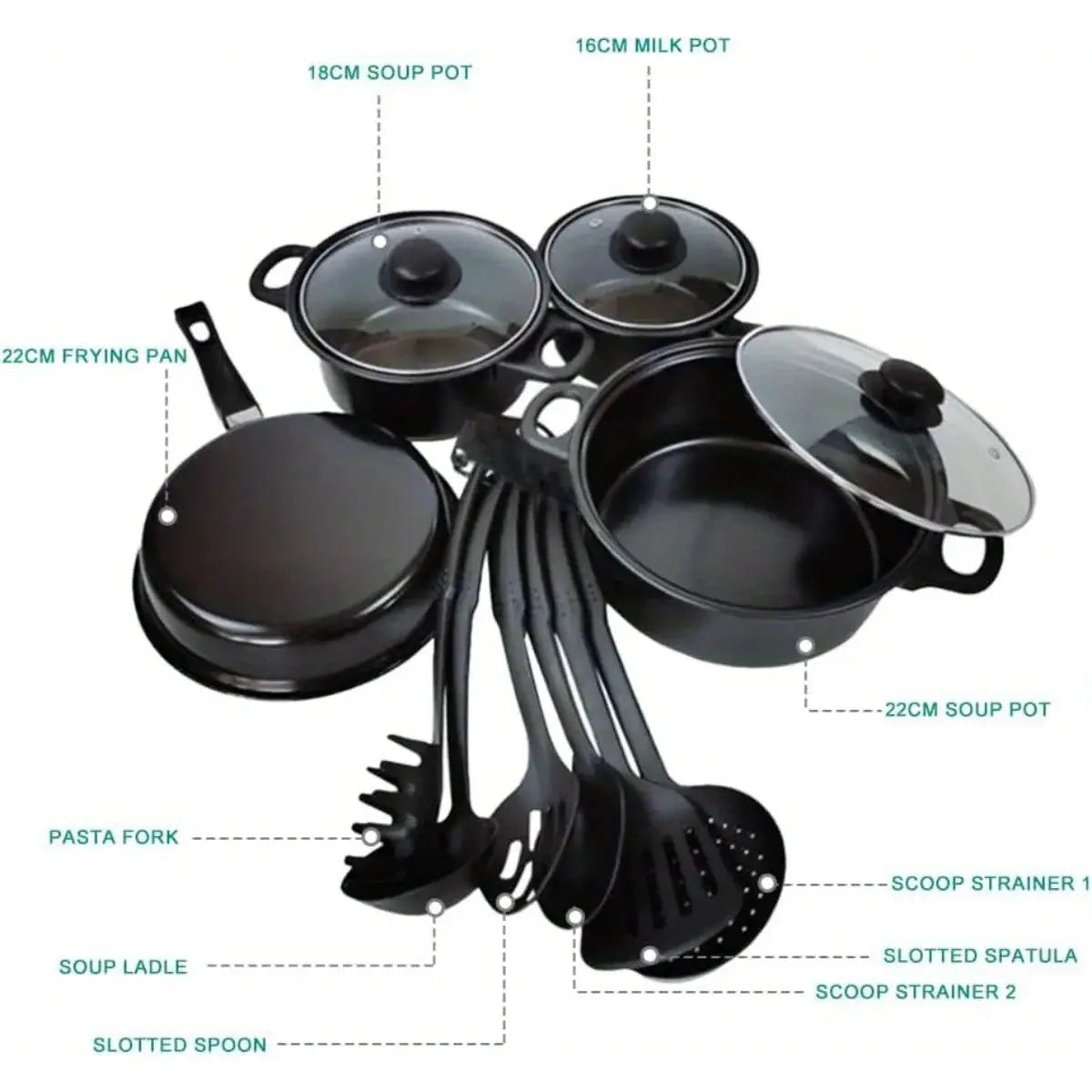13PCS Non-Stick Pots and Pans Set Kitchen Cookware for Induction Cooker Low Oil Smoke Gift Set from PriceLows™