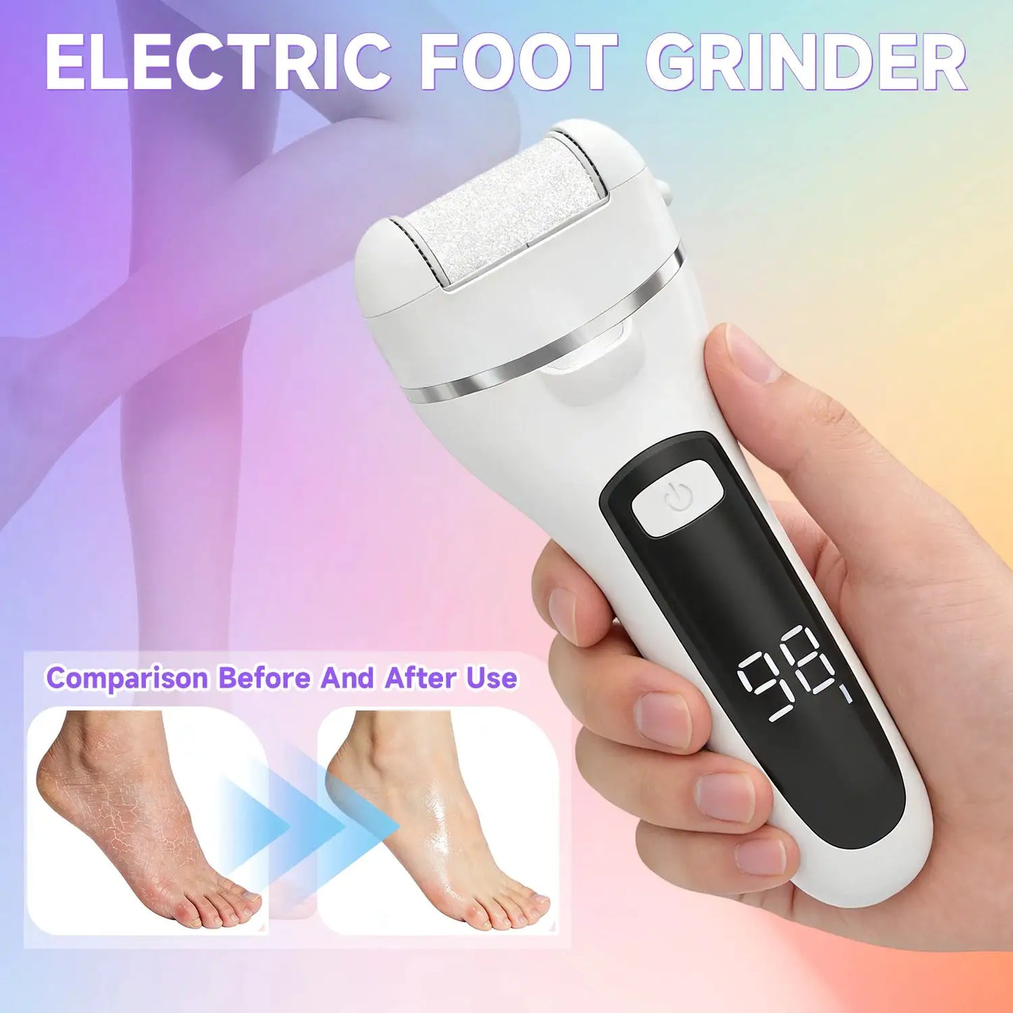 Rechargeable Electric Callus Remover Professional Pedicure Machine Foot File Grinder with 3 Heads for Dead Skin Removal from PriceLows™