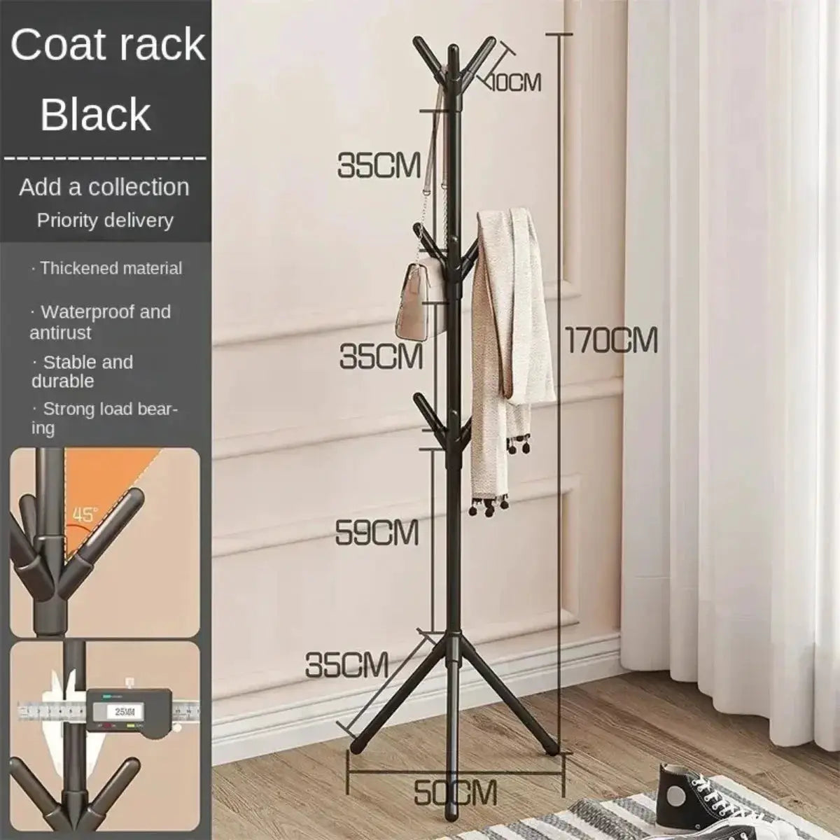 Clothes and Hats Rack Floor To Floor Bedroom Coat Hook Bedroom Vertical Tree Branch Shape Holder Hat Scarf Handbag Storage Hange from PriceLows™