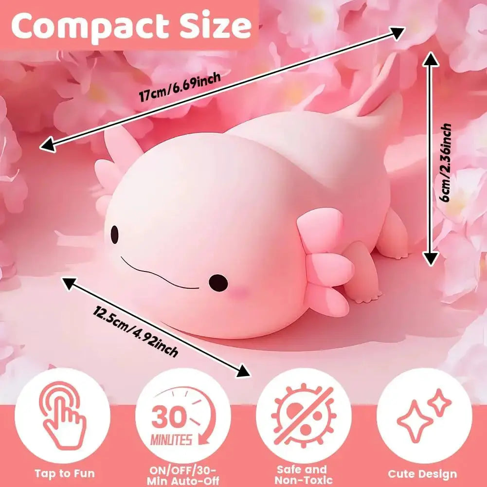 LED Axolotl Night Light | Touch Control | Battery Powered | Kids Bedroom
