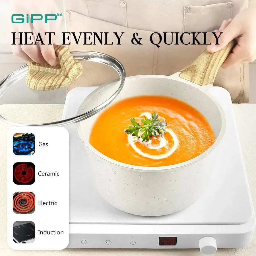 Pots and Pans Set Non Stick 14 Pcs White Granite Kitchen Cookware Sets Nonstick Induction Cookware Cooking Pan Set with Frying P from PriceLows™