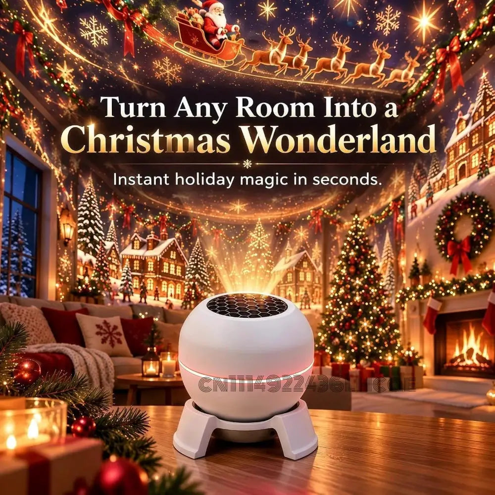 Christmas Projection Night Light | USB Powered | LED Holiday Lamp