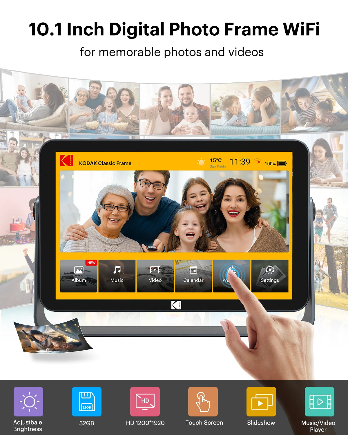 Digital Photo Frame | 10.1 Inch | 32GB Internal Memory | Kodak WiFi Frame
