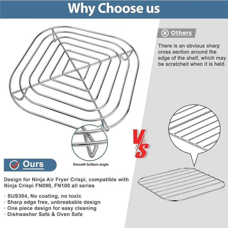 Air Fryer Accessories | Stainless Steel Rack Basket | For Ninja Crispi FN101