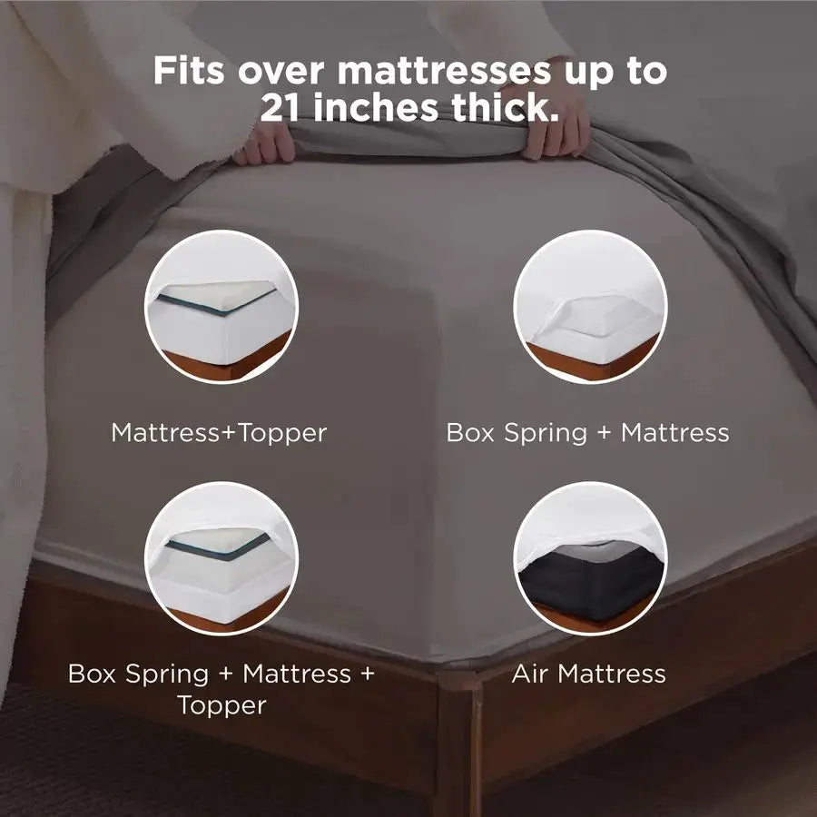 Deep Pocket Queen Sheets Set Fits Mattresses Up to 21 Inches Thick 4 Piece GentleSoft Bed Sheets, Moisture Wicking, Soft amp Coo from PriceLows™