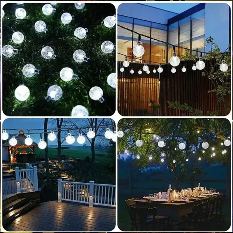 Solar String Lights Outdoor Crystal Fairy Light Chritmas Garland 8 Modes Waterproof Patio Light for Garden Party Decor from PriceLows™